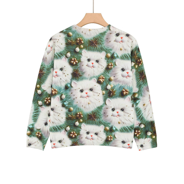 Women's Round Neck Long Sleeve Cat Printing Sweater