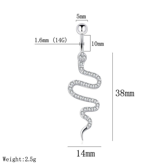 Women's Fashion Diamond Snake-shaped Navel Stud Belly