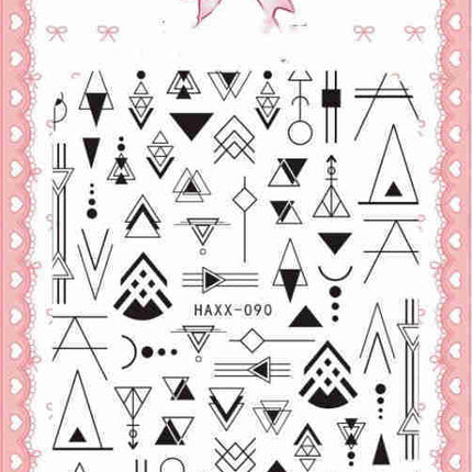 Black Butterfly Nails Stickers Decals White Flower Adhesive Manicure