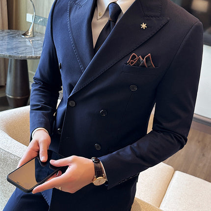 Double Breasted Business Slim Fit Casual Two-piece Suit