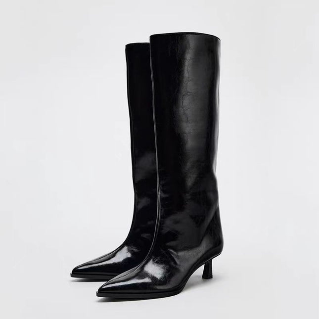 Women's British Style Pointed Toe High Leg Boot