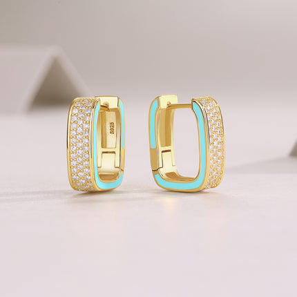 Colorful Love - Premium Moissanite Luukse Mode Ligte Luukse Juweliersware Silwer Stud Oorbelle S925 Silwer Geëlektroplateerde Goud