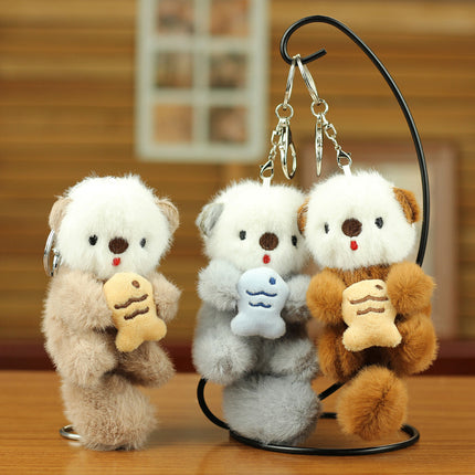 Cute Sea Otter Pendant Plush Toy Fish Cat Doll Hanging Ornament