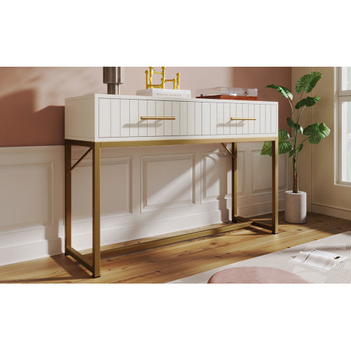 Slaapkamerkaptafel met 2 Laaie 75 Cm Hoog, Laaikas Slaapkamer Hoëkas Wit Sykaste Laaikas Vir Slaapkamer, Wit H76.5 B100 D45 Cm