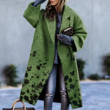 Women's Printed Dragon And Phoenix Woolen Coat