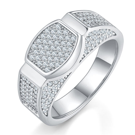 Mans se Luukse En Modieuse Ligte Luukse Juweliersware Silwer Ring S925 Silwer-geplateerde Platinum Versier Met Topgehalte Moissanite