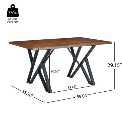 Binne-eetkamertafel Met Metaalpote, Okkerneuthout