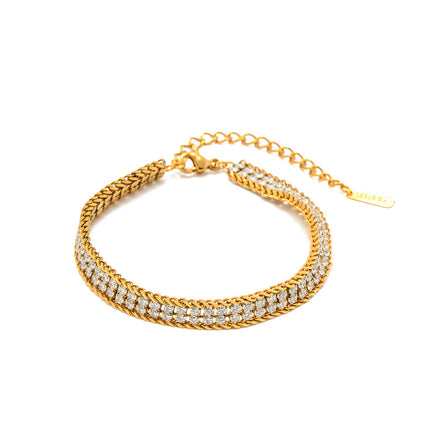 18K Goud Dubbellaag Wit Sirkon Armband
