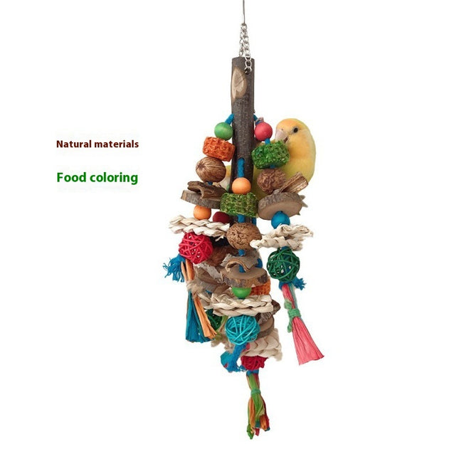 Parrot Toy Bird Decompression Relieving Stuffy Natural Material Tearing Toy Color String Combination