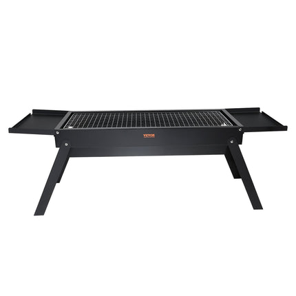 VEVOR 23 Inch Portable Charcoal Grill, Compact Foldable Grill, Heavy Duty Steel BBQ Grill, Mini Smoker For Travel, Outdoor Cooking, Barbecue Camping, Picnic, Patio Black