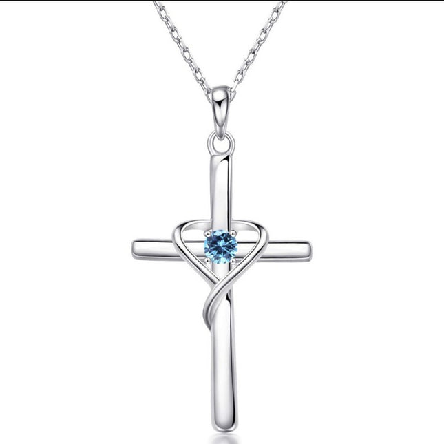 Paasfees Hartvormige Kruis Diamantbesaaide Hanger Halssnoer Vir Vroue