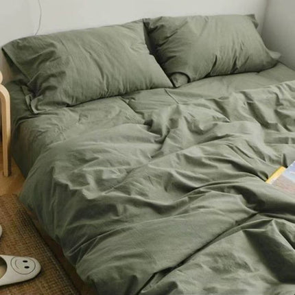 Soft Washed Cotton Bedding Four-Piece Set College Dorm Bed Sheet And Duvet Cover Three-Piece Set