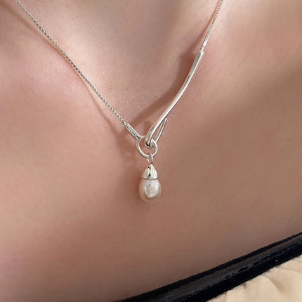 S925 Sterling Silwer Balk-styl Pêrel Halssnoer Vir Vroue