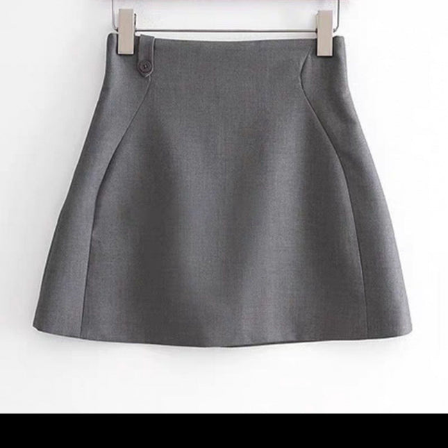 Graceful Gray High Waist Slim-fit Skirt Hip Skirt