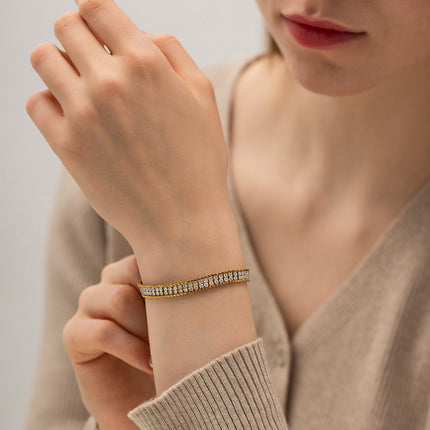 18K Goud Dubbellaag Wit Sirkon Armband