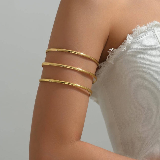 Eenvoudige Hol Drielaagse Metaal Oopmaak Armband