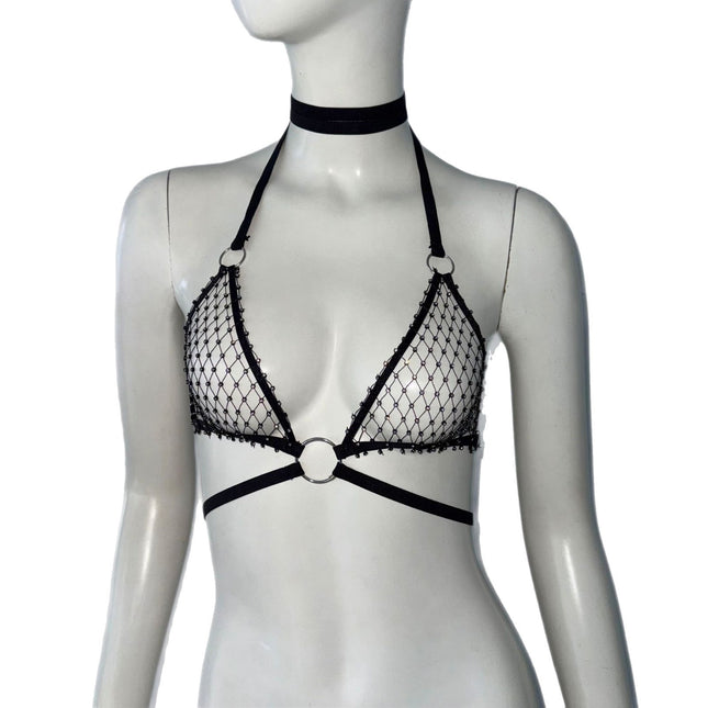 Camisole Fishnet Rhinestone Elastic Bandage Top Vest