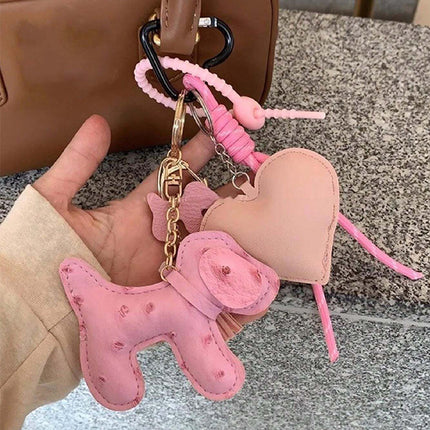 Oulike Spotprent PU-leer Hondjiesleutelhouer Kreatiewe Bagsjarme