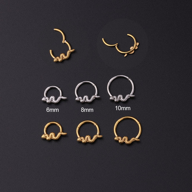 Snake-shaped Closed Ring Interface Ring Ear Bone Nose Ring