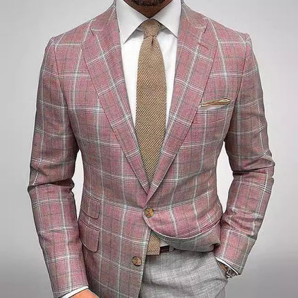 Light Business Men's Suit Printed Checks Coat