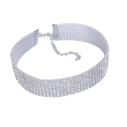 Three Rows And Six Rows Full Of Diamonds Fashion Bracelet Necklace