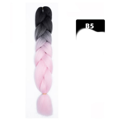 Color Big Braid African Chemical Fiber High Temperature Silk Wig Gradient