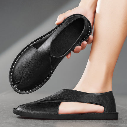 Genuine Leather Breathable One Pedal Beach Sandals