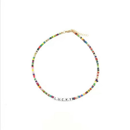 Stained Glass Rice Bead Necklace