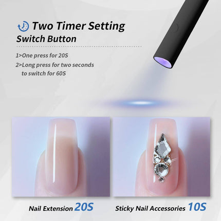 Mini UV LED Naellamp Handgehou Met Staander, Draagbare Naeldroër USB Koordloos