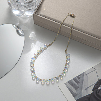 Minimalistiese Kristal Choker Regte Goudgeplateerde Luukse En Elegante Magnetiese Sluiting Halsnoer