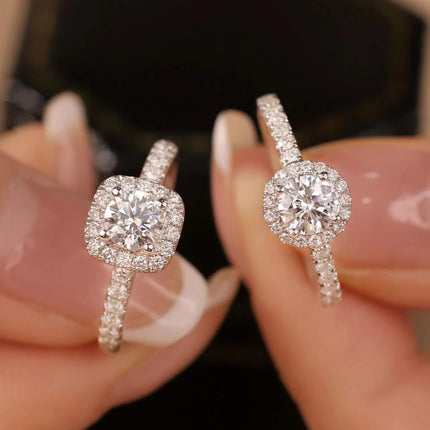 Klassieke Klein Vierkant Suiker Een-karaat Gesimuleerde Diamantring