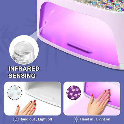 Professionele UV LED Naellamp vir Gelnasels, Koordlose Naellamp Herlaaibare Naeldroër vir Gelpolitoer, UV-uitsaaolig met 4 Tymer en Outomatiese Sensor, UV-liglamp vir Naelkuns in Salon of Tuis