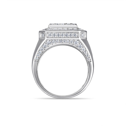 Mans se Letter H Stel Met Topgehalte Moissanite Luukse En Modieuse Lig Luukse Juweliersware Silwer Ring S925 Versilwerde Platinum