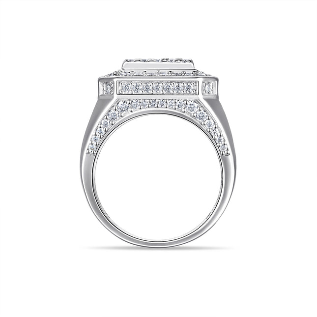 Mans se Letter H Stel Met Topgehalte Moissanite Luukse En Modieuse Lig Luukse Juweliersware Silwer Ring S925 Versilwerde Platinum