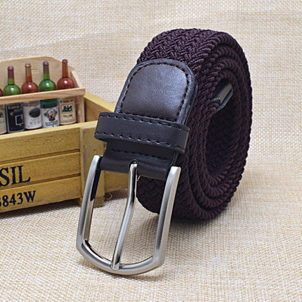 Men's Leather Canvas Woven Belt