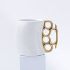 White cup with gold handle / 401to500ml