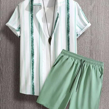 Popular Short Sleeve Hipster Beach Style Hawaii Suit