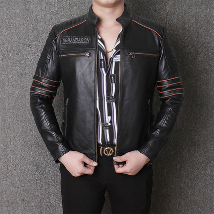 Harley Regte Leer Klere Mans Motorfiets Ry Motorfiets Klere Slank Pas