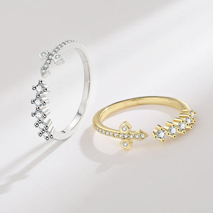 Vroue Modieuse Goudgeplatte Ring Met Mikro-Ingelegde Sirkonia Stene