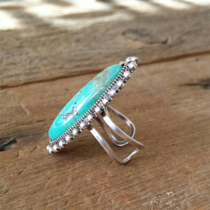 Vroue se Vintage Eenvoudige Patroon Turkoois Ring