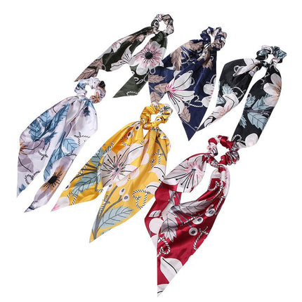 Fashion Long Streamer Printed Fabric Tie Hair Accessory For Ponytail Tie-up Hair Top Cuft