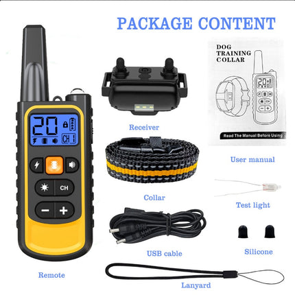 El Dog Pet Training Collar Rechargeable Waterproof Electric Shock Anti Bark R800m