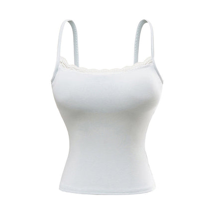 New Lace Edge Atmosphere Inner Wear Slim-fit With Brassiere Pad Sweet And Spicy Vest Bottoming Shirt