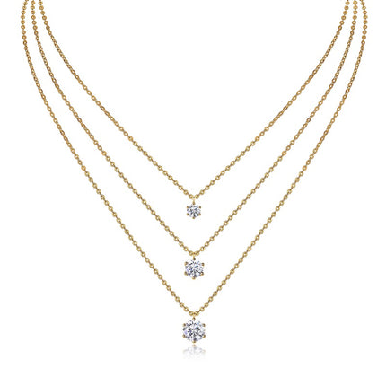 2-carat Luxury Fashion Minimalist Trend Jewelry Silver Pendant Necklace With Top-quality Moissanite, S925 Silver Electroplated With Gold