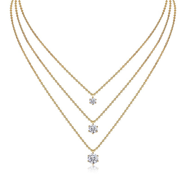 2-carat Luxury Fashion Minimalist Trend Jewelry Silver Pendant Necklace With Top-quality Moissanite, S925 Silver Electroplated With Gold