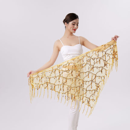 Belly Dance Sequins Tassel Triangle Waist Scarf