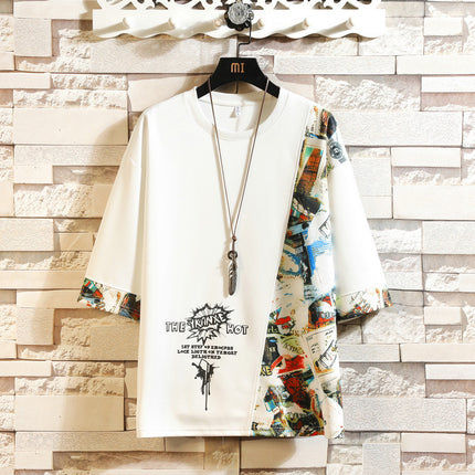 Half - sleeved contrast color base shirt