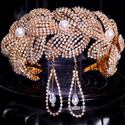 Strass Blad Handgemaakte Haarband Bruids Trou Hoofbedekking
