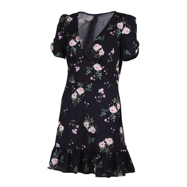 Printed v-neck dress