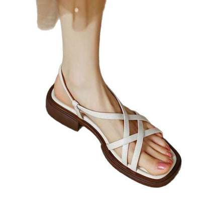 Kruisband Ooptoon Strand Plat Vierkanttoon Sagte Soole Dames Gespe Sandale